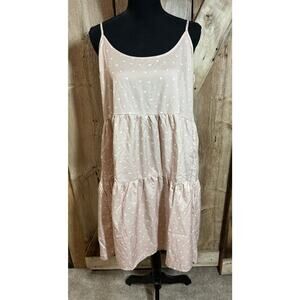 NWT Bailey’s Blossoms Women's Sz M Jessica Layered Sun Dress Tan Hearts Pockets